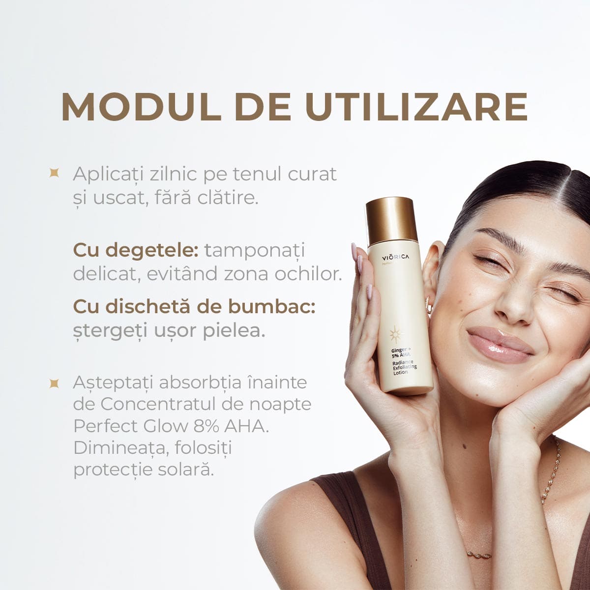 Loţiune exfoliantă iluminantă Ghimbir + 5% AHA, Perfect Glow