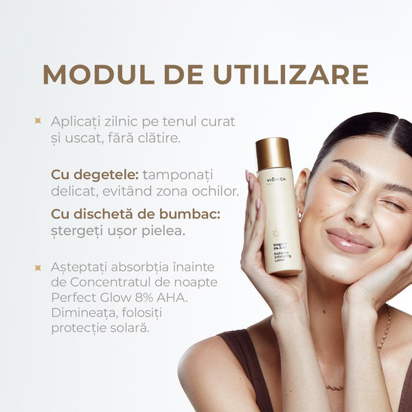 Loţiune exfoliantă iluminantă Ghimbir + 5% AHA, Perfect Glow
