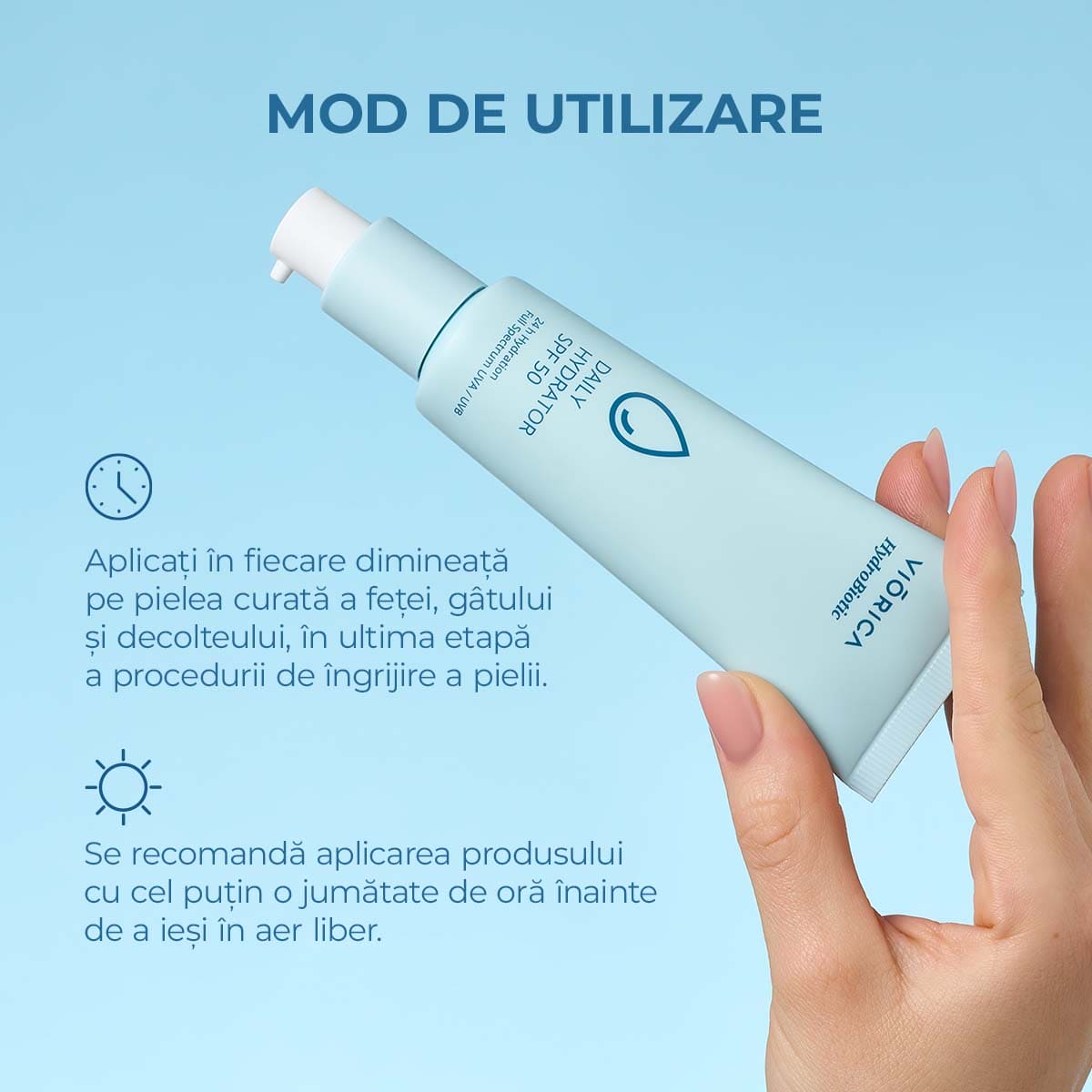 Cremă de zi Hidroprotectoare SPF 50, HydroBiotic