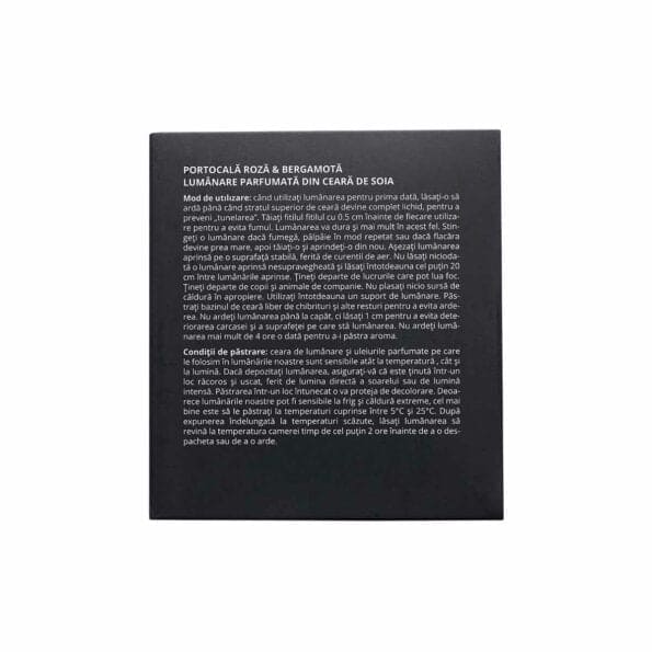 Lumânare parfumată din ceară de soia “Portocală Roză & Bergamot”