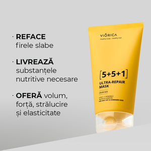 Mască Ultra-Reparatoare 5+5+1 pentru păr foarte uscat și deteriorat, Viorica