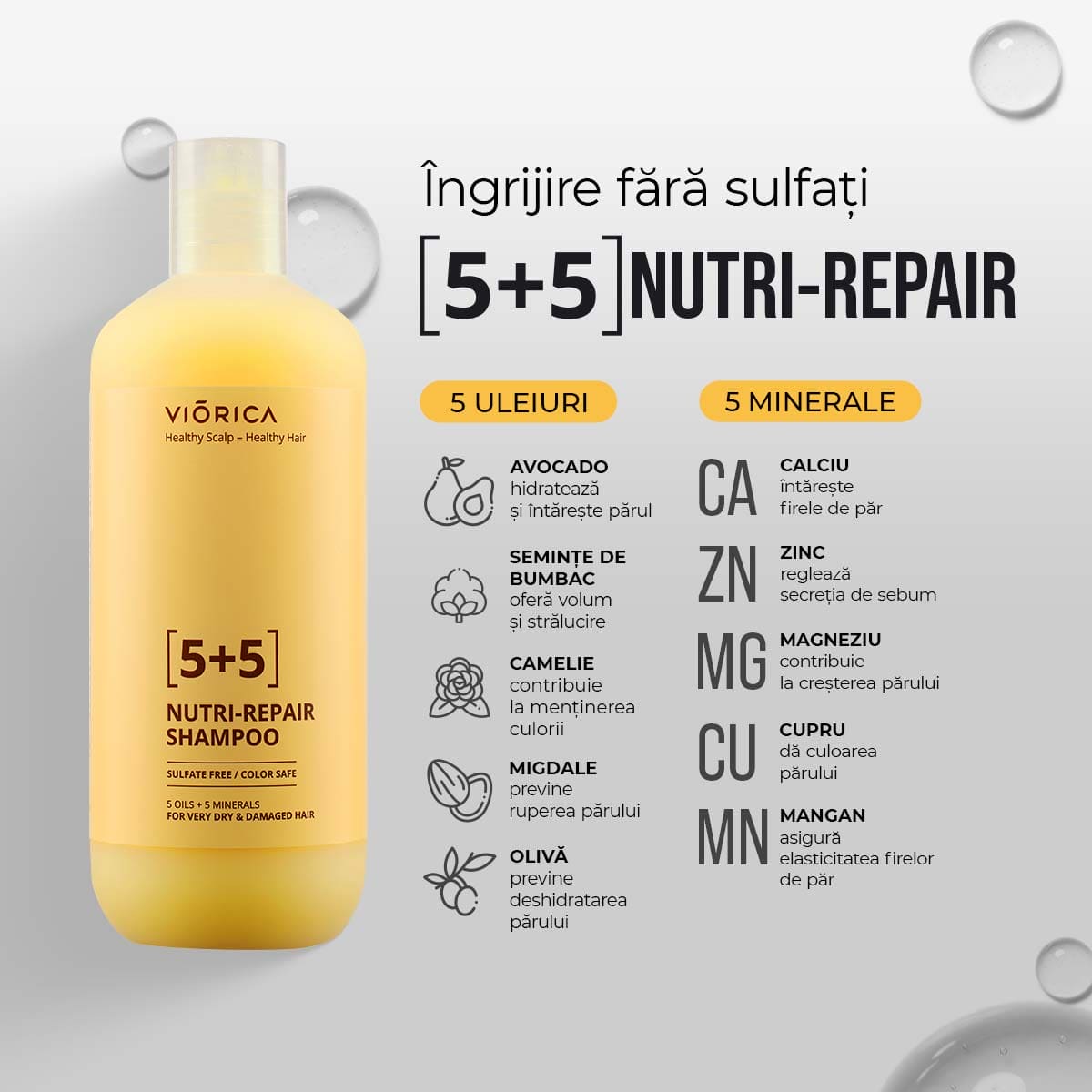 Șampon Nutri-Reparator 5+5 pentru păr foarte uscat și deteriorat, Viorica